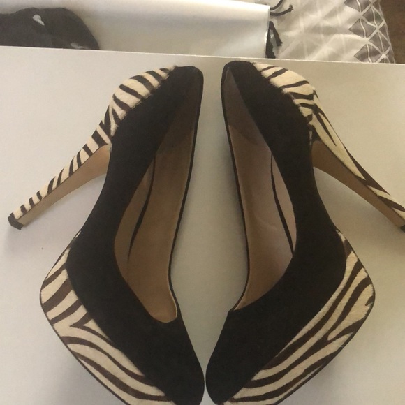 INC International Concepts Shoes - Black platform heels with brown zebra print